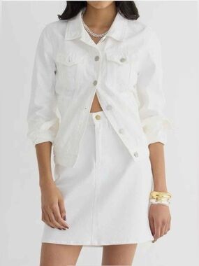 J Crew Denim Mini Skirt In White size 26 NWT